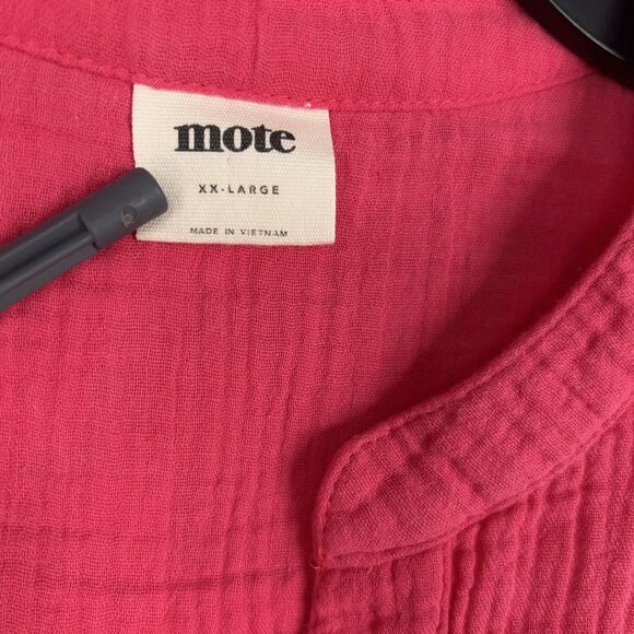 Mote Shirt Womens 2XL Pink Hot Bright Fuchsia Gauze Coastal Resort Vacation Fem - Picture 4 of 14
